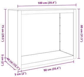 fekete acél tűzifatároló 100 x 40 x 80 cm