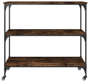 füstös tölgy színű szerelt fa zsúrkocsi 102 x 50 x 95 cm