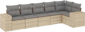 vidaXL 6 részes bézs polyrattan kerti ülőgarnitúra párnával
