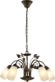 Globo 30800523X Függőlámpa, fém rozsdaszínű, alabástrom megjelenésű üveg, kábel PVC, ø: 500mm, M: 1500mm, 5x E14 40W 230V, 230V izzók nélkül