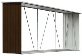 barna horganyzott acél kerti tűzifatároló 330 x 84 x 152 cm