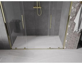 Mexen Velar Duo, nyitható tolóajtó 180x200 cm, 8mm átlátszó üveg, arany fényes, 871-180-000-02-50