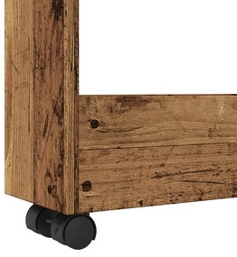 3 szintes antik fa színű szerelt fa keskeny tárolókocsi