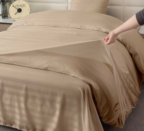 Mikroszálas JASMINE bézs hotel ágyneműhuzat - 2 cm csík, hotel zseb Ágyneműhuzat mérete: 2 db 70 x 90 cm | 200 x 220 cm