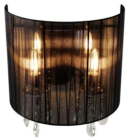 Klasszikus fali lámpa króm fekete árnyékolóval - Ann-Kathrin 2