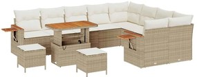 vidaXL Kerti Kanapé Szett párnával 13 pcs Beige és krém polirattan