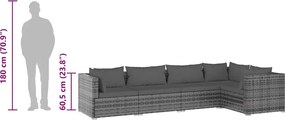 5 részes szürke polyrattan kerti ülőgarnitúra párnákkal
