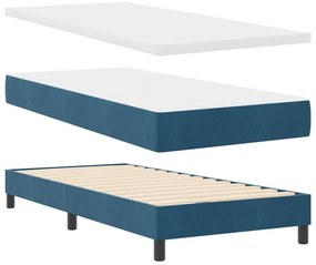 Boxspring Ágy Matraccal Sötétkék 90x190 cm Velúros