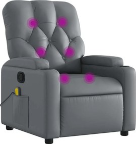 vidaXL szürke műbőr dönthető masszázsfotel