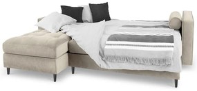 Santo bézs kinyitható bársony sarokkanapé, bal oldali - Milo Casa