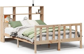 vidaXL tömör fenyőfa könyvespolcos ágy matrac nélkül 160 x 200 cm