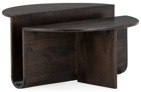 Sötétbarna mangófa kerek dohányzóasztal ø 80 cm Divya – MOME