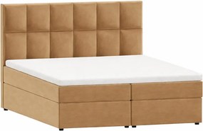 Okkersárga ágyneműtartós boxspring ágy 140x200 cm Flip – Ropez