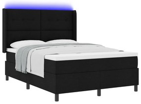 Boxspring Ágy Mattal és LED Fénnyel Fekete 140x200 cm Szövet