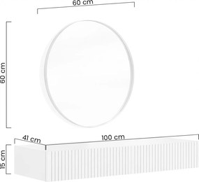 Nicole fali sminkasztal fekete tükörrel 60 cm - matt fekete / fekete