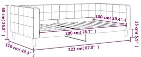 sárga bársony kanapéágy 100 x 200 cm