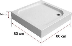 Klonberg 80x80 cm-es szögletes akril zuhanytálca