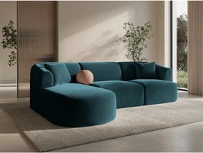 Petróleum színű bársony sarokkanapé (bal oldali-heverő résszel) Campi – Cosmopolitan Design