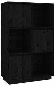 fekete tömör fenyőfa magasszekrény 74x35x117 cm