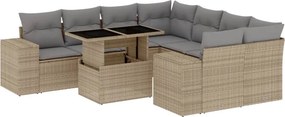 vidaXL 9 részes bézs polyrattan kerti ülőgarnitúra párnákkal