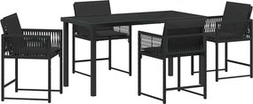 vidaXL Kert étkező szett 5 pcs Fekete polirattan