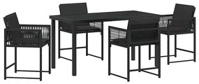 vidaXL Kert étkező szett 5 pcs Fekete polirattan