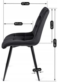 Fekete Bársony Étkezőszék RIO