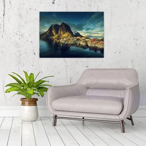 Egy halászati falu képe Norvégiában (70x50 cm)