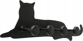 Kulcstartó Falra Fém Fekete Macska 4 Akasztó 8 x 25 cm