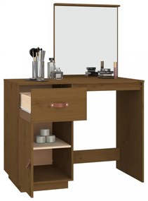 mézbarna tömör fenyőfa fésülködőasztal 95 x 50 x 134 cm