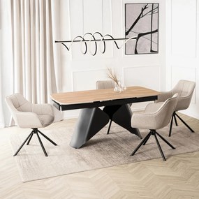 Bővíthető Kerámia Étkezőasztal Tölgy/Fekete Színben. VERONA 160–240 cm