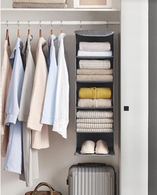 Gardrób ruharendszerező, összecsukható tárolórendszer, szürke