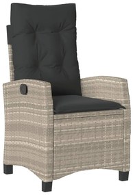 3részes világosszürke polyrattan kerti étkezőgarnitúra párnával