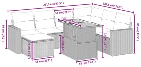 8 részes bézs polyrattan kerti ülőgarnitúra párnával
