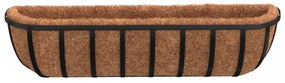 2 db fekete acél fali növénytartó kókusz béléssel 61x19x16 cm