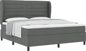 vidaXL Boxrugós ágy matracmal Sötétszürke 180 x 200 cm szövet