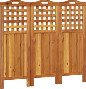 vidaXL 3 paneles tömör akácfa térelválasztó 121,5 x 2 x 115 cm