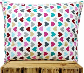 Prémium gyerek pamut párnahuzat kislánynak színes szívecskék 30x50