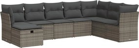 vidaXL 8 részes szürke polyrattan kerti ülőgarnitúra párnákkal