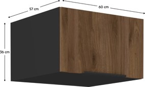 Felső szekrény, okapi dió/fekete, MENZO 60 NAGU-36 1F