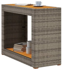 szürke polyrattan falapos kerti asztal 100x40x75 cm