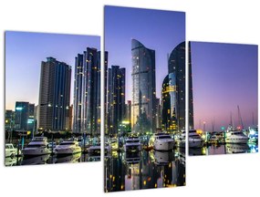 Jachtok és felhőkarcolók képe (90x60 cm)