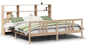 vidaXL tömör fenyőfa könyvespolcos ágy matrac nélkül 180 x 200 cm