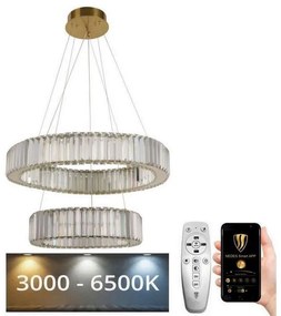 NEDES LED Dimmelhető csillár zsinóron LED/65W/230V 3000-6500K króm/arany + távirányító ND3546