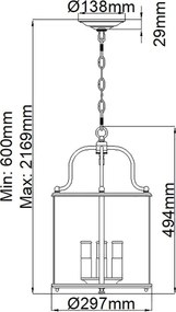 Hinkley HK-GENTRY-P-M-PW - GENTRY láncos csillár 4xE14/60W/230V, matt króm