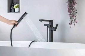 AREZZO design CUBEFIELD szabadonálló kádcsaptelep, fekete