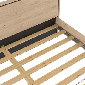 Natúr színű franciaágy ágyráccsal 180x200 cm tölgyfa dekorral Ry – Tvilum