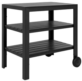 Taormina zsúrkocsi, aluminium-fahatású, fekete, 3 polc