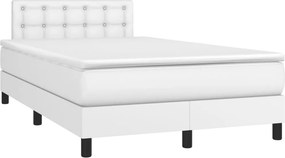 vidaXL fehér műbőr rugós ágy matraccal 120x190 cm