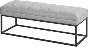 HOMCOM Kárpitozott Pad, Ágy Végi Pad Acél Lábakkal, Cipő Pad Hálószobába, Nappaliba, Előszobába, 200 kg-ig Terhelhető, 120 x 44 x 45.5 cm, Világosszür